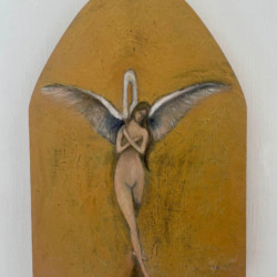 Rachel Shaw - Leda Angel, 29x44cm, Oil on board Rachel Shaw - Leda Angel, 29x44cm, Oil on board